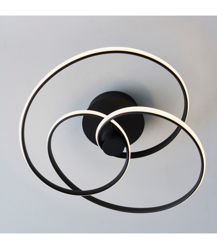 Dune Modern Designer LED Semi Flush Light Swirl Textured Black Finish-3