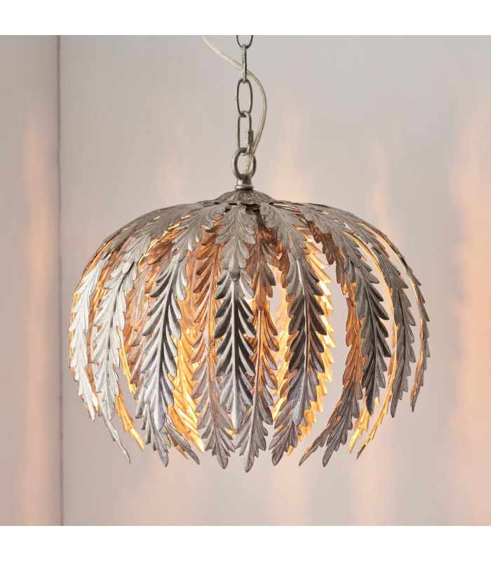 Delphine Decorative Silver Layered Leaf Ceiling Pendant Light-1