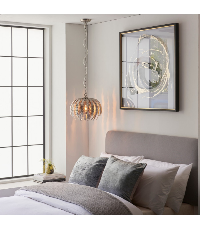 Delphine Decorative Silver Layered Leaf Ceiling Pendant Light-3