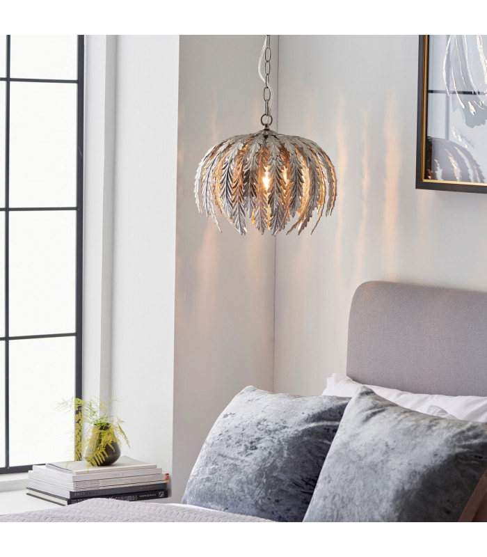 Delphine Decorative Silver Layered Leaf Ceiling Pendant Light-4