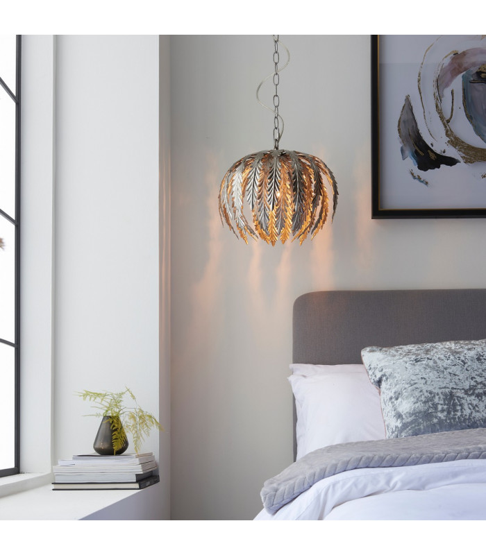 Delphine Decorative Silver Layered Leaf Ceiling Pendant Light-5