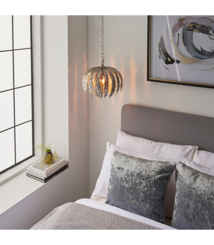 Delphine Decorative Silver Layered Leaf Ceiling Pendant Light-6