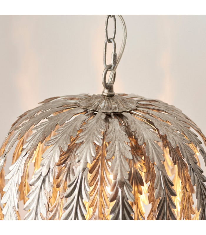 Delphine Decorative Silver Layered Leaf Ceiling Pendant Light - End of Line