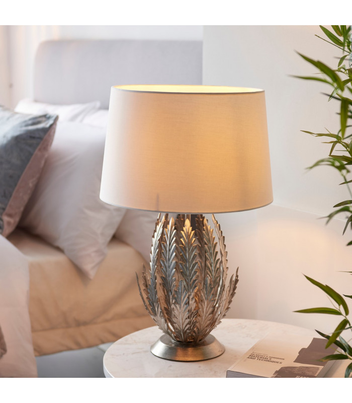 Delphine Decorative Silver Layered Leaf Table Lamp-1