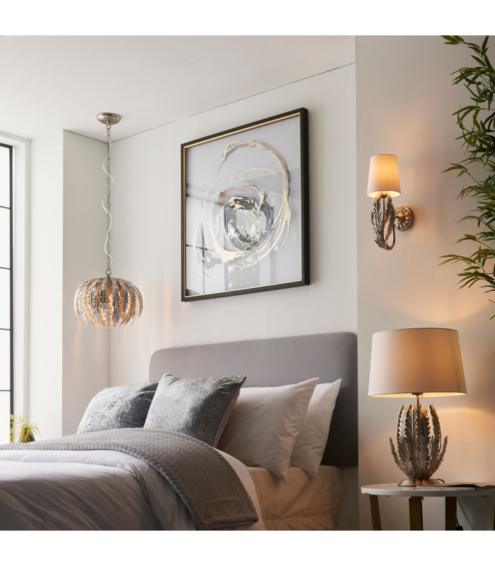 Delphine Decorative Silver Layered Leaf Table Lamp-3