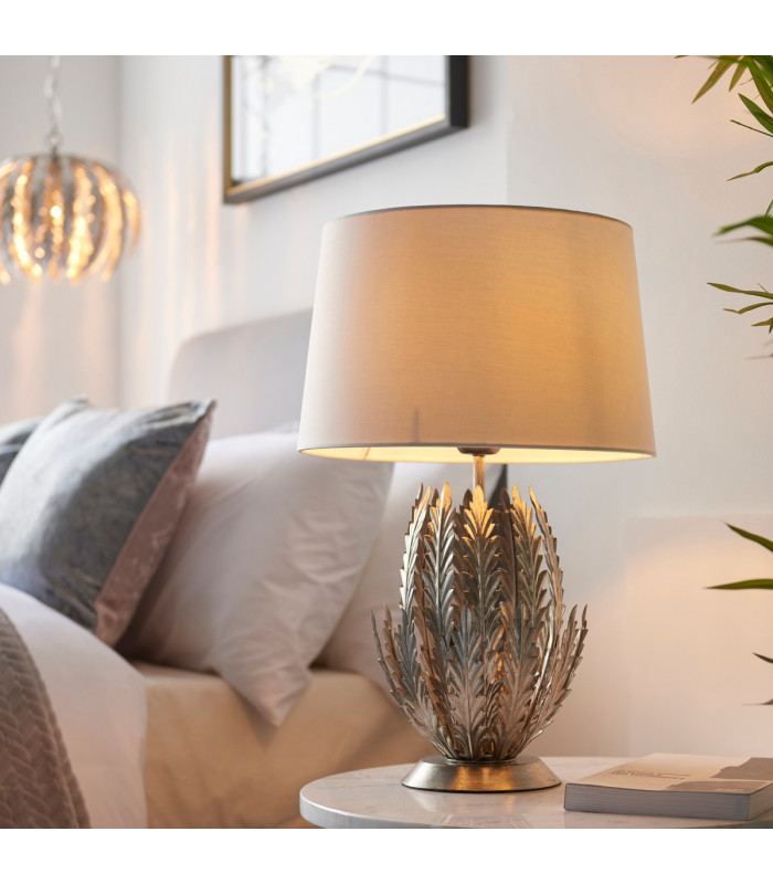 Delphine Decorative Silver Layered Leaf Table Lamp-5