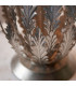 Delphine Decorative Silver Layered Leaf Table Lamp with Ivory Fabric Shades