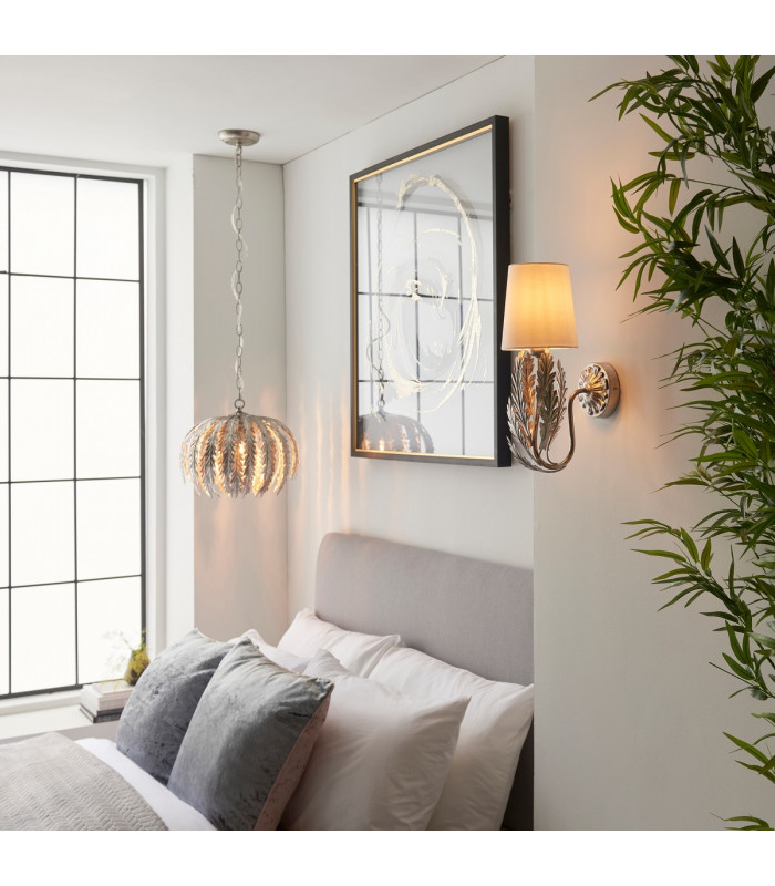 Delphine Decorative Silver Layered Leaf Wall Lamp-3