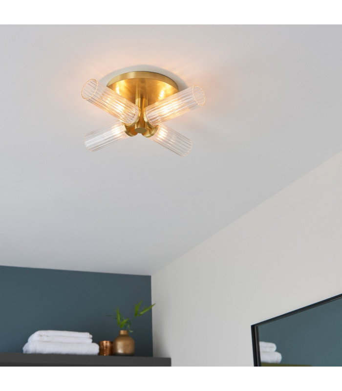 Talo Bathroom Multi Arm Glass Semi Flush Ceiling Lamp-2