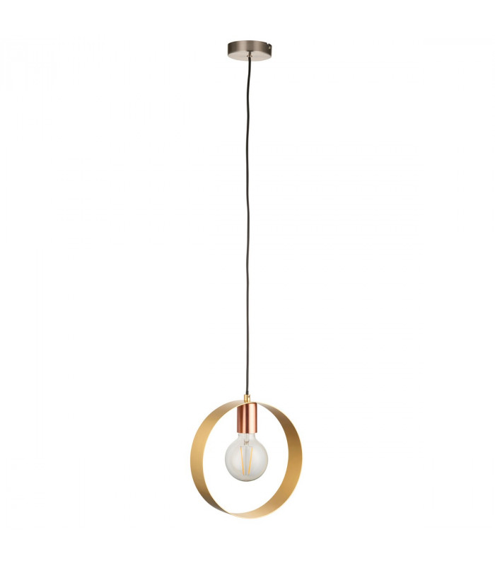 Hoop Single Pendant Ceiling Lamp, Brushed Brass, Nickel, Copper Plate