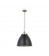 Franklin 33cm Pendant Ceiling Lamp, Aged Pewter Plate, Matt Black Paint