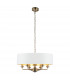 Highclere 6 Lamp Single Shade Pendant Ceiling Lamp, Antique Brass Plate, Vintage White Fabric