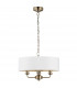 Highclere 3 Lamp Single Shade Pendant Ceiling Lamp, Antique Brass Plate, Vintage White Fabric