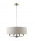 Highclere Single Shade Pendant Ceiling Lamp, Brushed Chrome Plate, Natural Linen