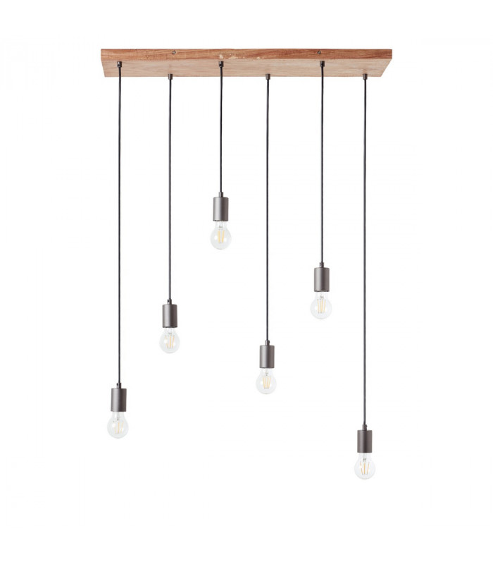 Stellan Plate Pendant Ceiling Lamp, Oak Stained Plywood, Anthracite Finish