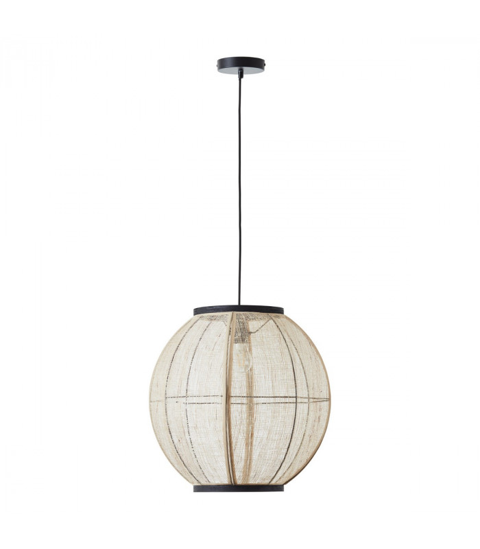 Zaire Globe Pendant Ceiling Lamp, Natural Linen, Matt Black
