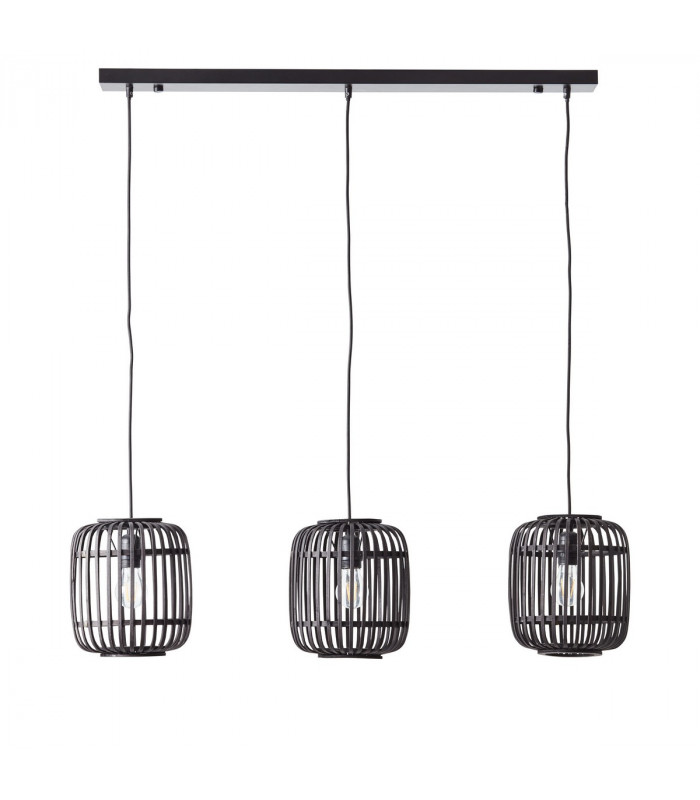 Mathias Bar Pendant Ceiling Lamp, Dark Bamboo, Plywood With Matt Black Paint