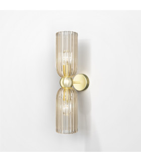 Maytoni Antic Modern 2 Light Up & Down Wall Lamp Gold Cognac Shade E14-1