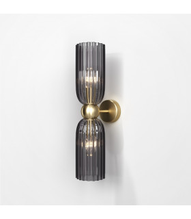 Maytoni Antic Modern 2 Light Up & Down Wall Lamp Gold Grey Shade E14-1