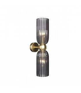 Maytoni Antic Modern 2 Light Up & Down Wall Lamp Gold Grey Shade E14-2