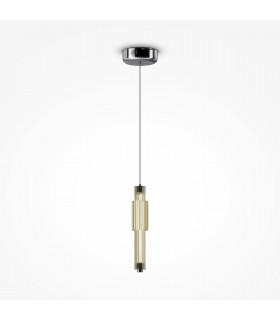 Maytoni Verticale Modern Slim Pendant Ceiling Light Chrome Cognac Shade Integrated LED 3000K-1