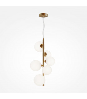 Maytoni Dallas Modern 6 Light Globe Pendant Ceiling Light Gold Matte White Shade G9-1