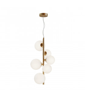 Maytoni Dallas Modern 6 Light Globe Pendant Ceiling Light Gold Matte White Shade G9-2