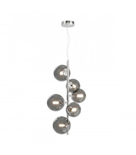 Maytoni Dallas Modern 6 Light Globe Pendant Ceiling Light Chrome Smoky Shade G9-2