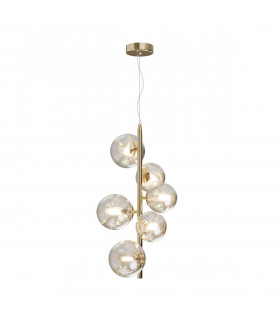 Maytoni Dallas Modern 6 Light Globe Pendant Ceiling Light Gold Cognac Shade G9-2