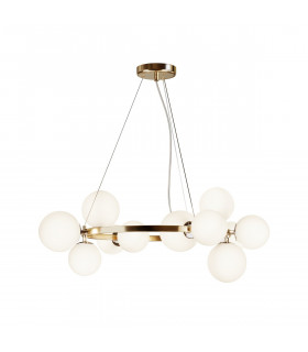 Maytoni Dallas Modern 1 Globe Pendant Ceiling Light Gold Matte White Shade G9-2