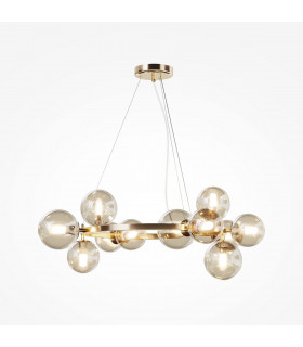 Maytoni Dallas Modern 1 Globe Pendant Ceiling Light Gold Cognac Shade G9-1