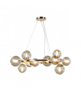 Maytoni Dallas Modern 1 Globe Pendant Ceiling Light Gold Cognac Shade G9-2