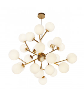 Maytoni Dallas Modern 24 Light Globe Pendant Ceiling Light Gold Matte White Shade G9-2