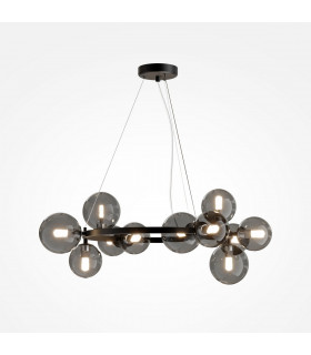 Maytoni Dallas Modern 1 Globe Pendant Ceiling Light Black Smoky Shade G9-1