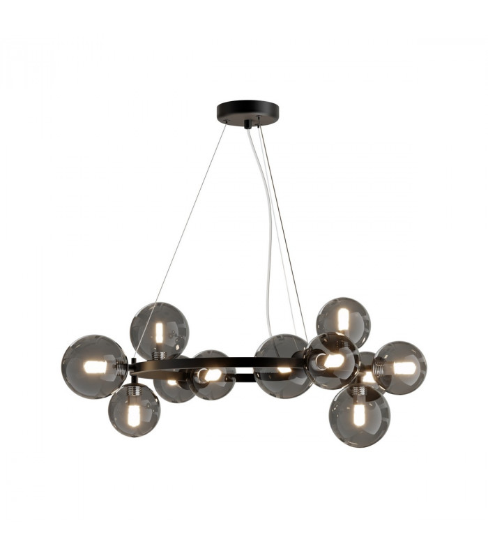 Maytoni Dallas Modern 1 Globe Pendant Ceiling Light Black Smoky Shade G9-2