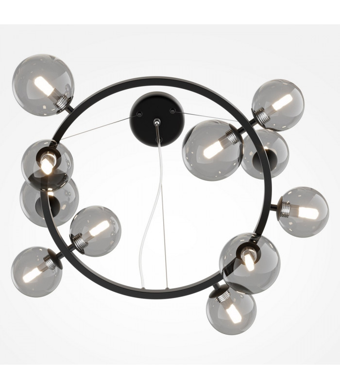 Maytoni Dallas Modern 1 Globe Pendant Ceiling Light Black Smoky Shade G9-3