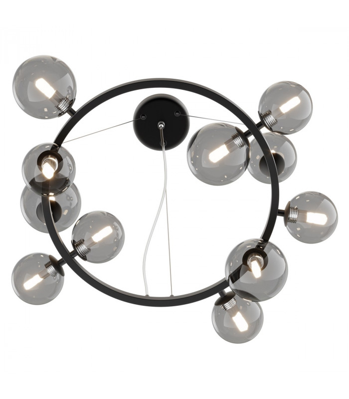 Maytoni Dallas Modern 1 Globe Pendant Ceiling Light Black Smoky Shade G9-4
