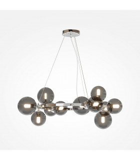 Maytoni Dallas Modern 1 Globe Pendant Ceiling Light Chrome Smoky Shade G9-1