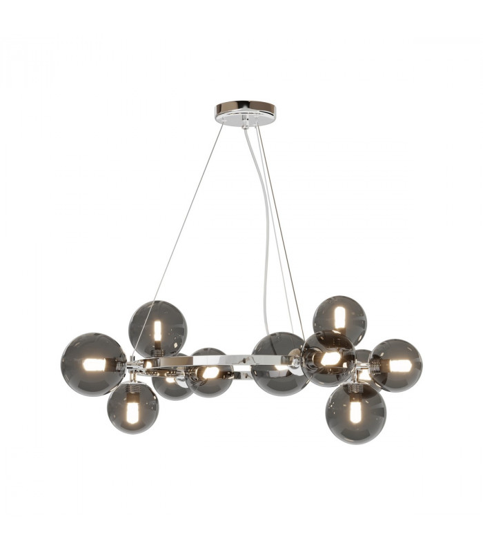 Maytoni Dallas Modern 1 Globe Pendant Ceiling Light Chrome Smoky Shade G9-2