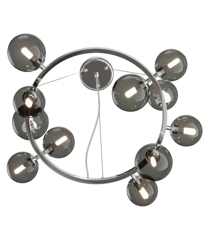 Maytoni Dallas Modern 1 Globe Pendant Ceiling Light Chrome Smoky Shade G9-4