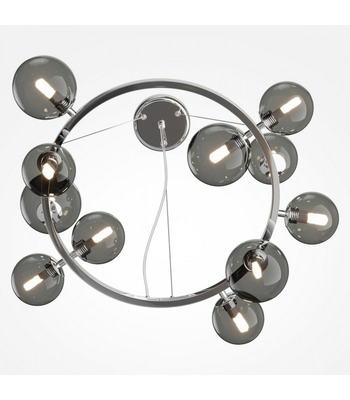 Maytoni Dallas Modern 1 Globe Pendant Ceiling Light Chrome Smoky Shade G9-5