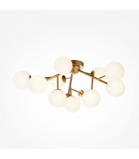 Maytoni Dallas Modern 12 Light Globe Ceiling Light Gold Cognac Shade G9-1