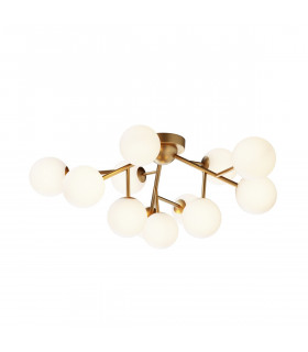 Maytoni Dallas Modern 12 Light Globe Ceiling Light Gold Cognac Shade G9-2