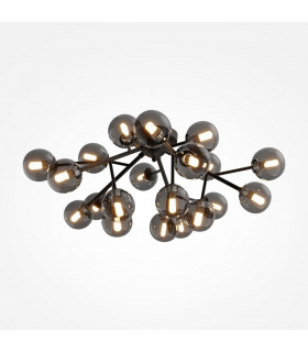 Maytoni Dallas Modern 20 Light Globe Ceiling Light Matt Black Smoky Shade G9-1