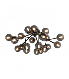 Maytoni Dallas Modern 20 Light Globe Ceiling Light Matt Black Smoky Shade G9-2