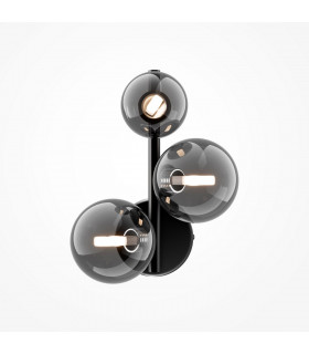 Maytoni Dallas Modern 3 Light Wall Lamp Black Smoky Shade G9-1