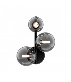 Maytoni Dallas Modern 3 Light Wall Lamp Black Smoky Shade G9-2