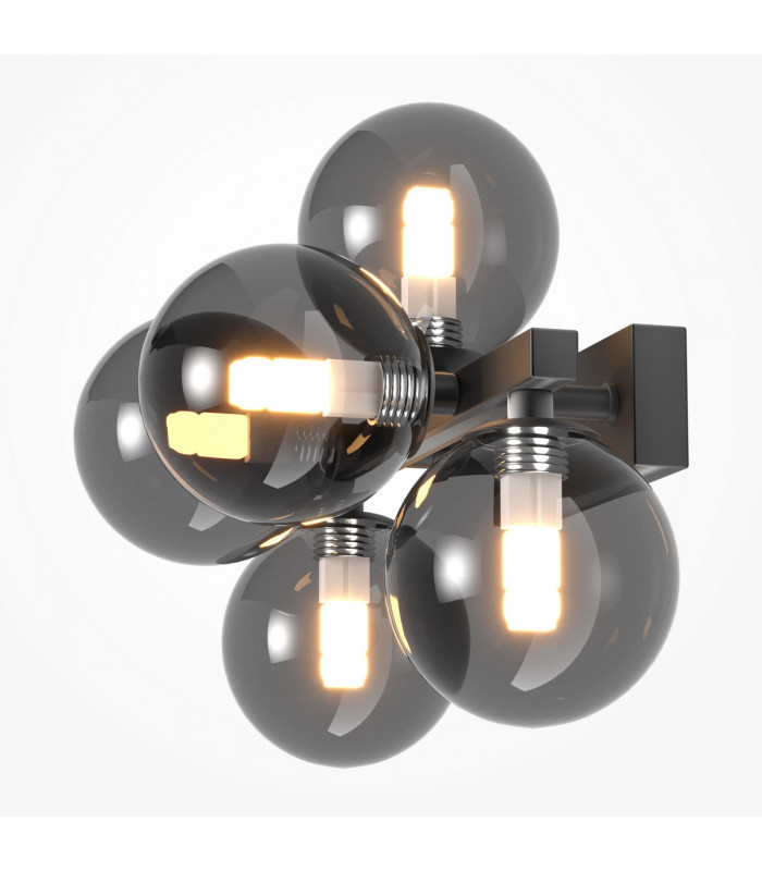 Maytoni Dallas Modern 5 Light Wall Lamp Black Smoky Shade G9-3