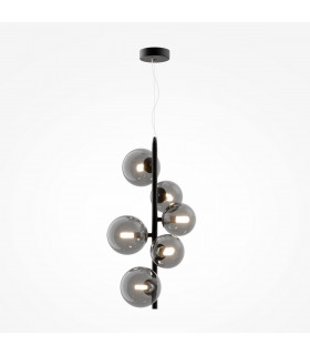Maytoni Dallas Modern 6 Light Bar Pendant Ceiling Light Black Smoky Shade G9-1