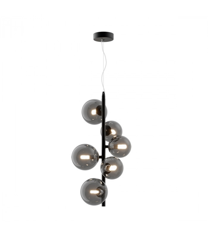 Maytoni Dallas Modern 6 Light Bar Pendant Ceiling Light Black Smoky Shade G9-2